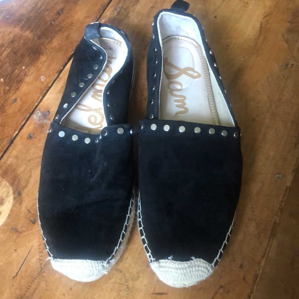 Sam Edelman Black Suede Espadrilles with Stud Accents